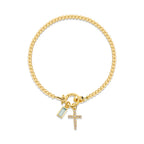 Bracelet avec croix et pierre de naissance