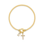 Bracelet avec croix et pierre de naissance