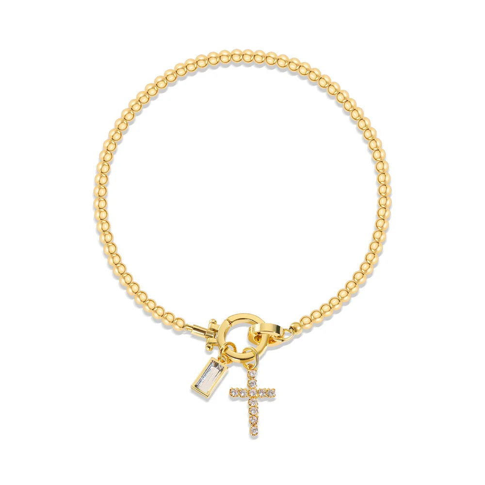 Bracelet avec croix et pierre de naissance