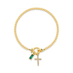 Bracelet avec croix et pierre de naissance