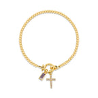 Bracelet avec croix et pierre de naissance