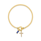 Bracelet avec croix et pierre de naissance
