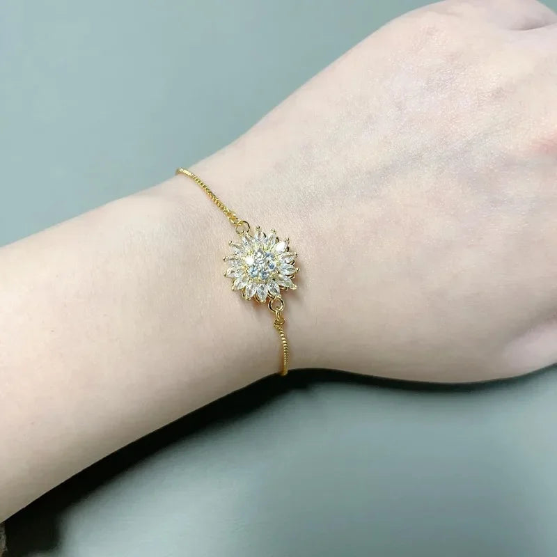回転式の花モチーフとラインストーン付きのストレス緩和ブレスレット 2