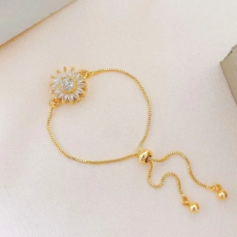 回転式の花モチーフとラインストーン付きのストレス緩和ブレスレット 2