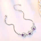 Bracelet avec Trèfles à 4 Feuilles avec Zircon Violet