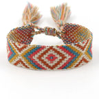 Bracelet Brésilien Large à Motifs Géométriques beige