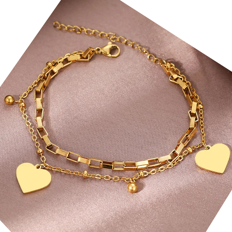 Bracelet Coeur Double Femme