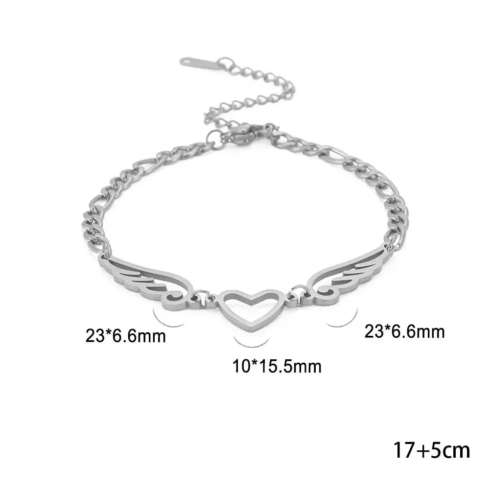 Bracelet coeur et ailes d'ange