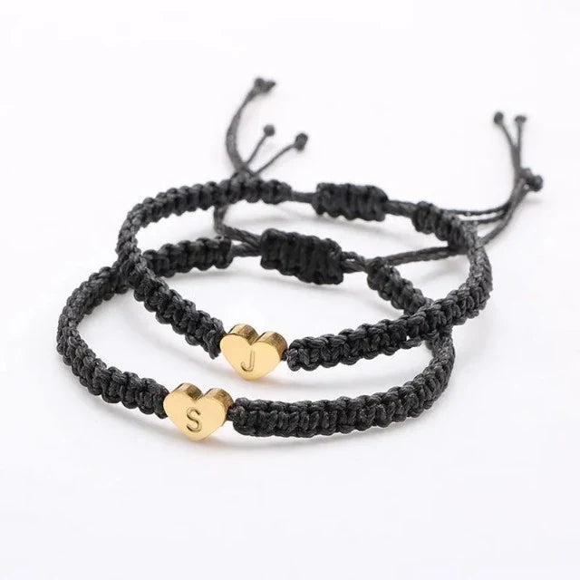 イニシャルハートブレスレット ゴールド