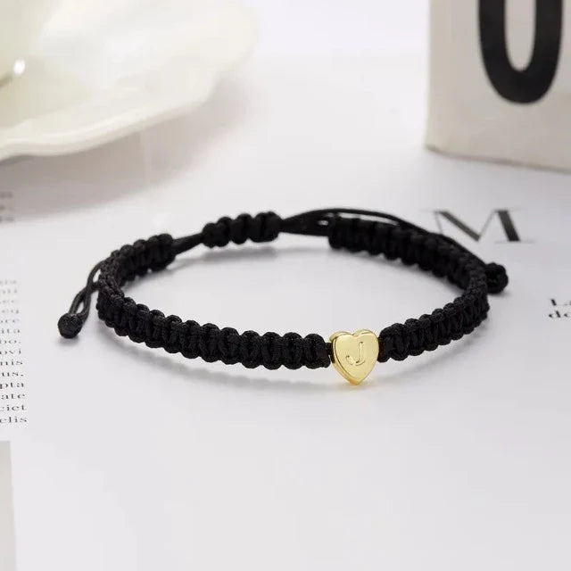 イニシャルハートブレスレット ゴールド