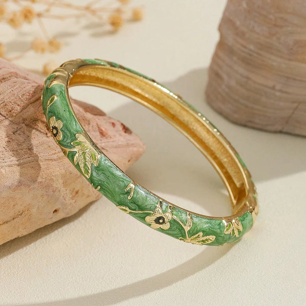 カラフルなブレスレット、緑の花柄