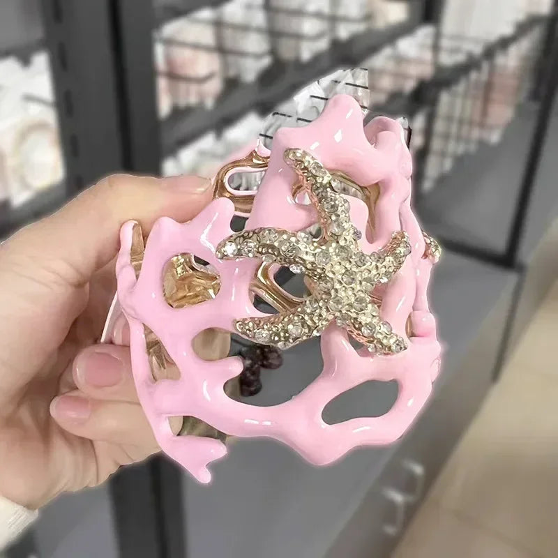 ピンクのサンゴとヒトデのブレスレット