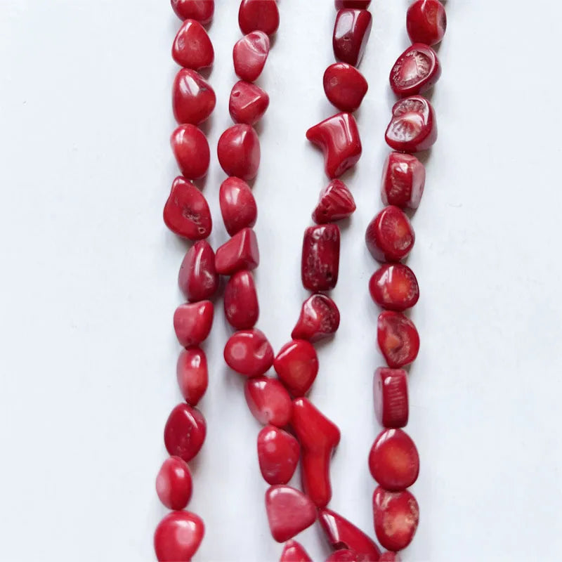 Bracelet corail rouge en galets