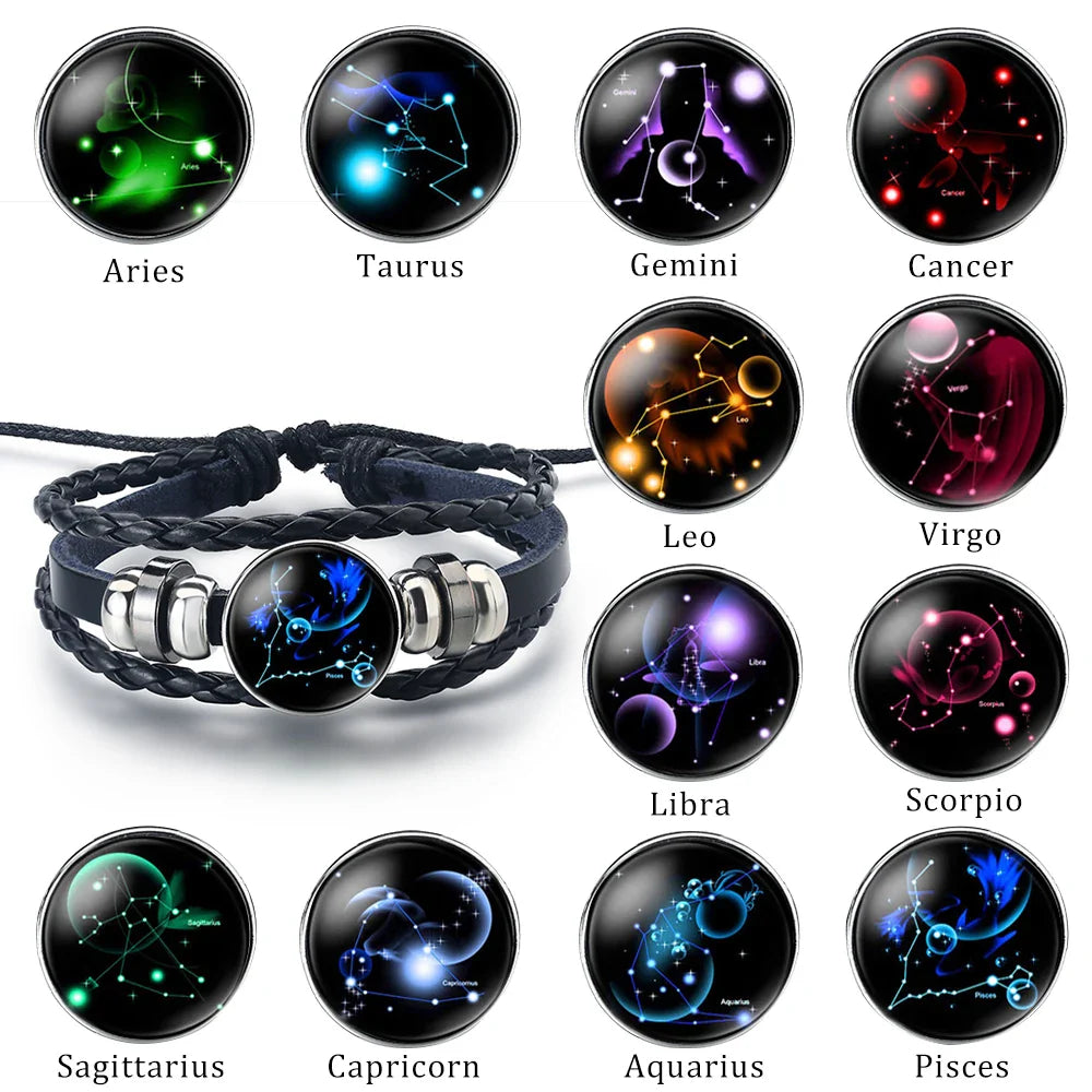 12星座レザーブレスレット