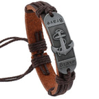 アンカー レザーブレスレット「Bracelet des Flots」 