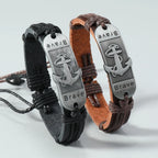 アンカー レザーブレスレット「Bracelet des Flots」 