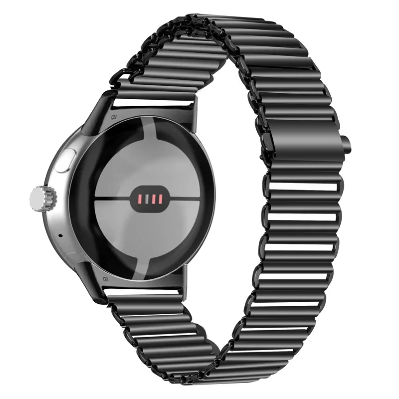 Google Pixel Watch 1 & 2対応 スマートウォッチ用強化スチールブレスレット ブラック