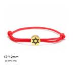 Bracelet en corde avec le symbole juif étoile de David rouge et or