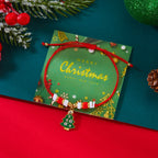 Bracelet en Corde avec Pendentif de Noël sapin et boules rouge