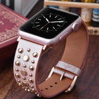Apple Watch用スタッズ付きレザーブレスレット