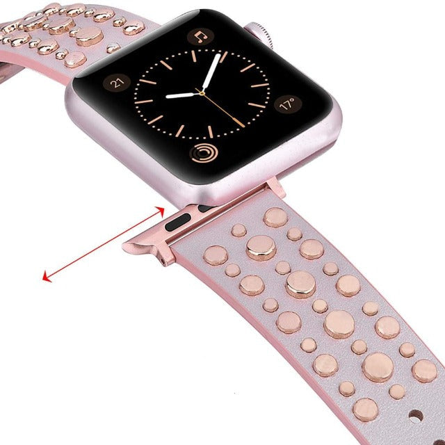 Apple Watch用 スタッズ付きレザーブレスレット 