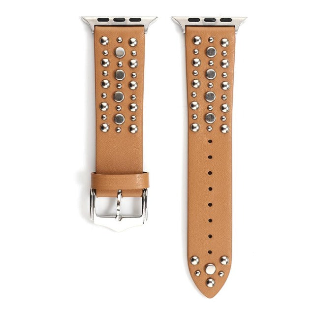 Apple Watch用 スタッズ付きレザーブレスレット 