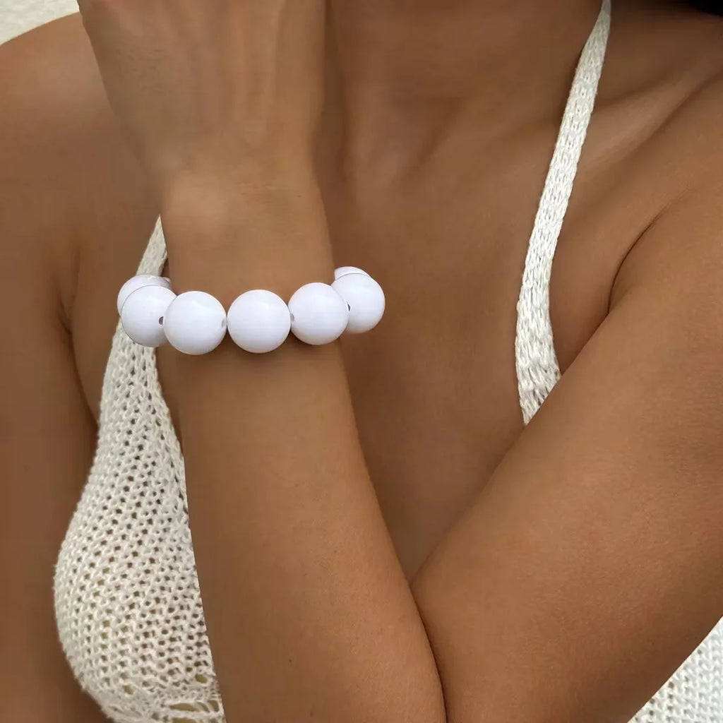 レディース カラービーズ ブレスレット ホワイト