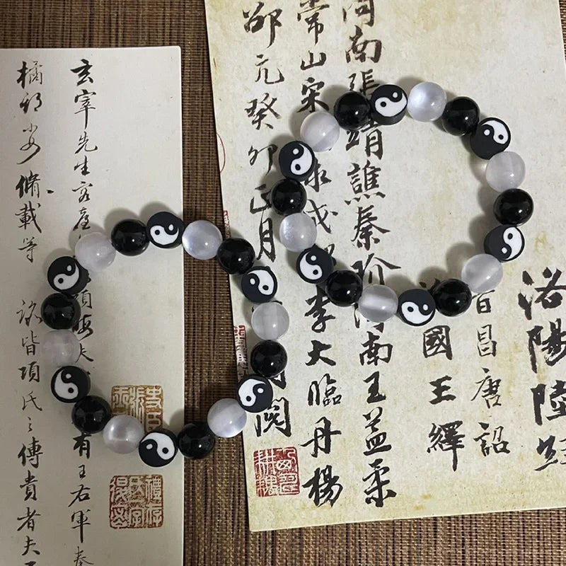白黒陰陽ビーズブレスレット