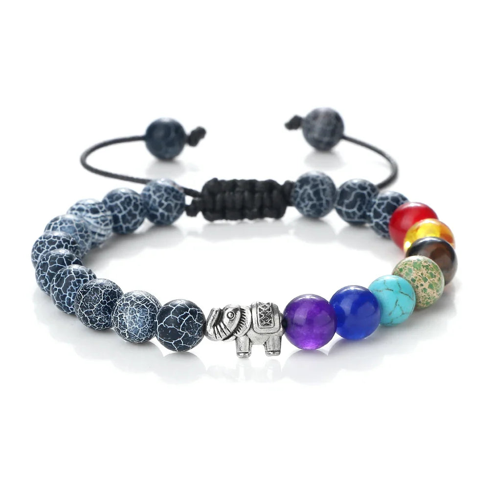 Bracelet en Pierres Naturelles et Eléphant 7 Chakras 11