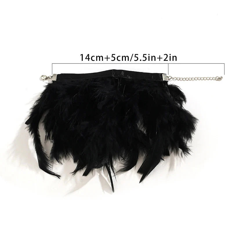 黒のふんわりしたローズフェザーブレスレット