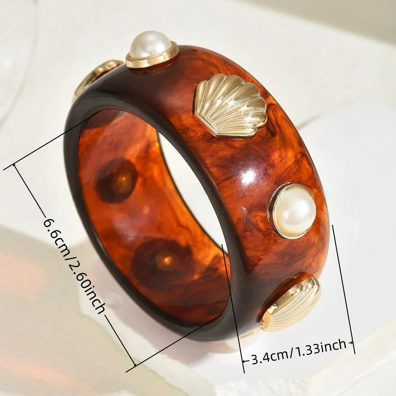 シェル付きレジンブレスレット