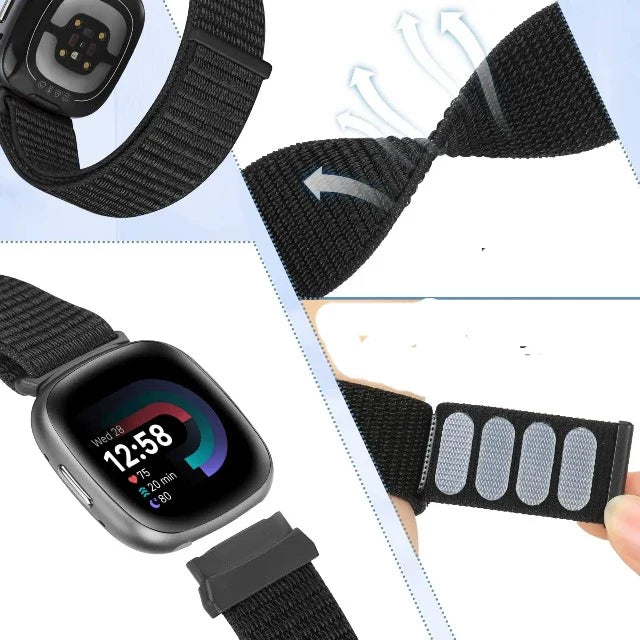 Fitibit Versa 3、Versa 4、Sense 2用ファブリックウォッチブレスレット 