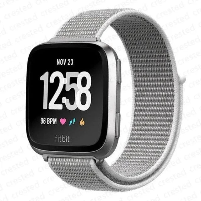 Fitibit Versa 3 Versa 4 Sense 2用の布製時計バンド グレー