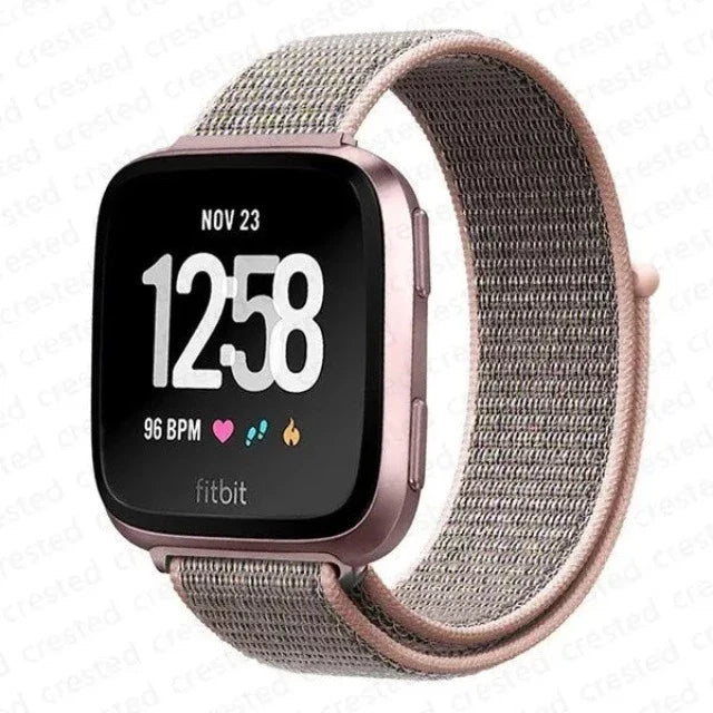 Fitibit Versa 3 Versa 4 Sense 2用の布製時計バンド ピンク