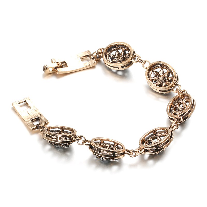 Bracelet Femme Style Ethnique Pierres Noires