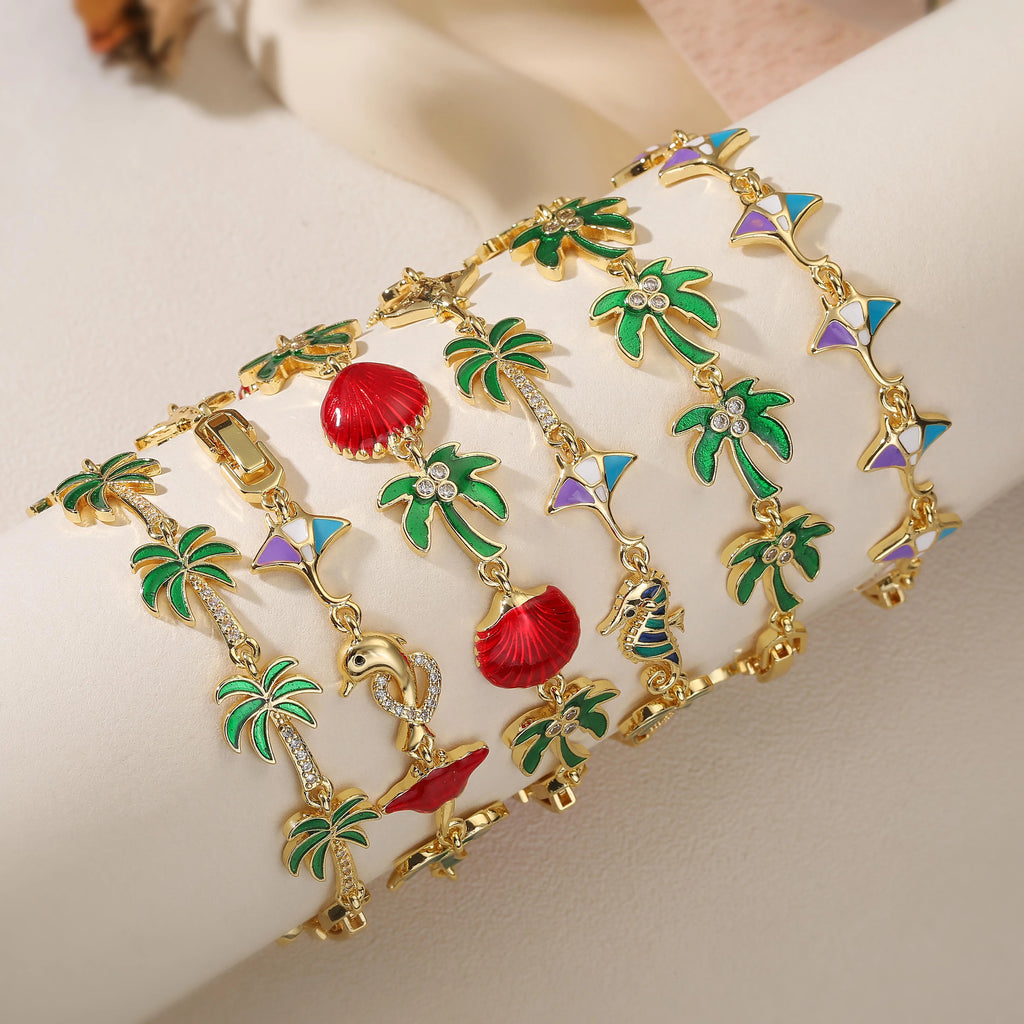 Bracelet feuilles de palmiers vertes