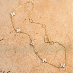 Bracelet Gourmette à Fines Fleurs en Zircon or