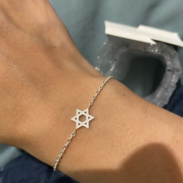 ダビデの星 六芒星 ブレスレット ユダヤ教 チェーンブレスレット シルバー