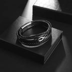インフィニティ ブレスレット ブラックレザー×ブラック×シルバー