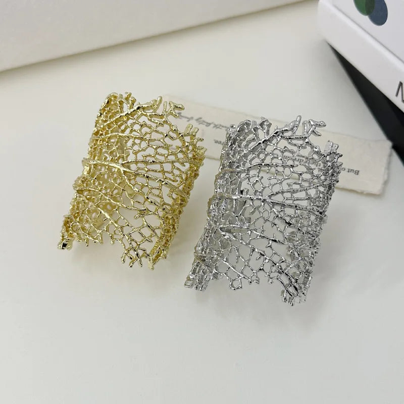 幅広コーラル ブレスレット レディース ゴールド
