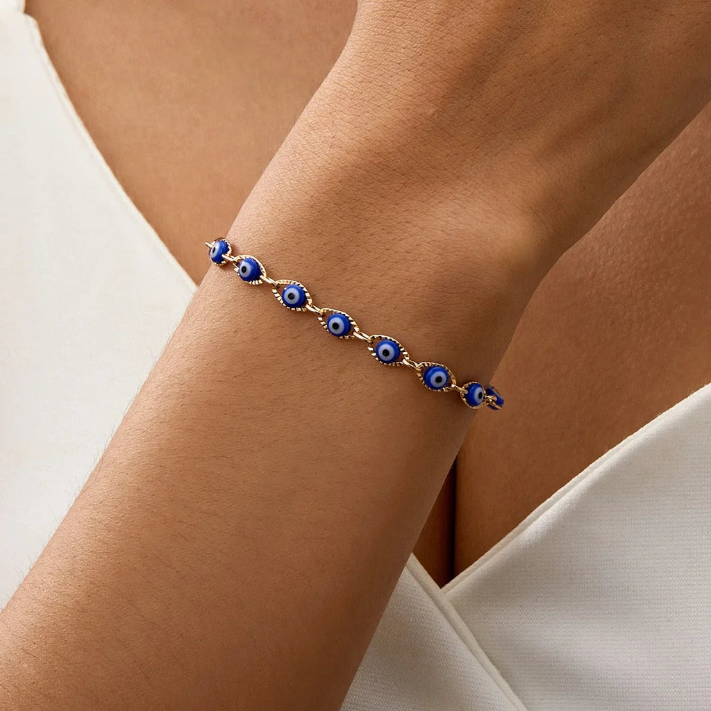 Bracelet Mauvais Oeil Bleu Style Bohème