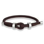 Bracelet moderne en corde tressée avec nœud marron