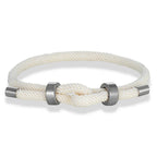 Bracelet moderne en corde tressée avec nœud blanc