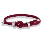 Bracelet moderne en corde tressée avec nœud  bordeaux