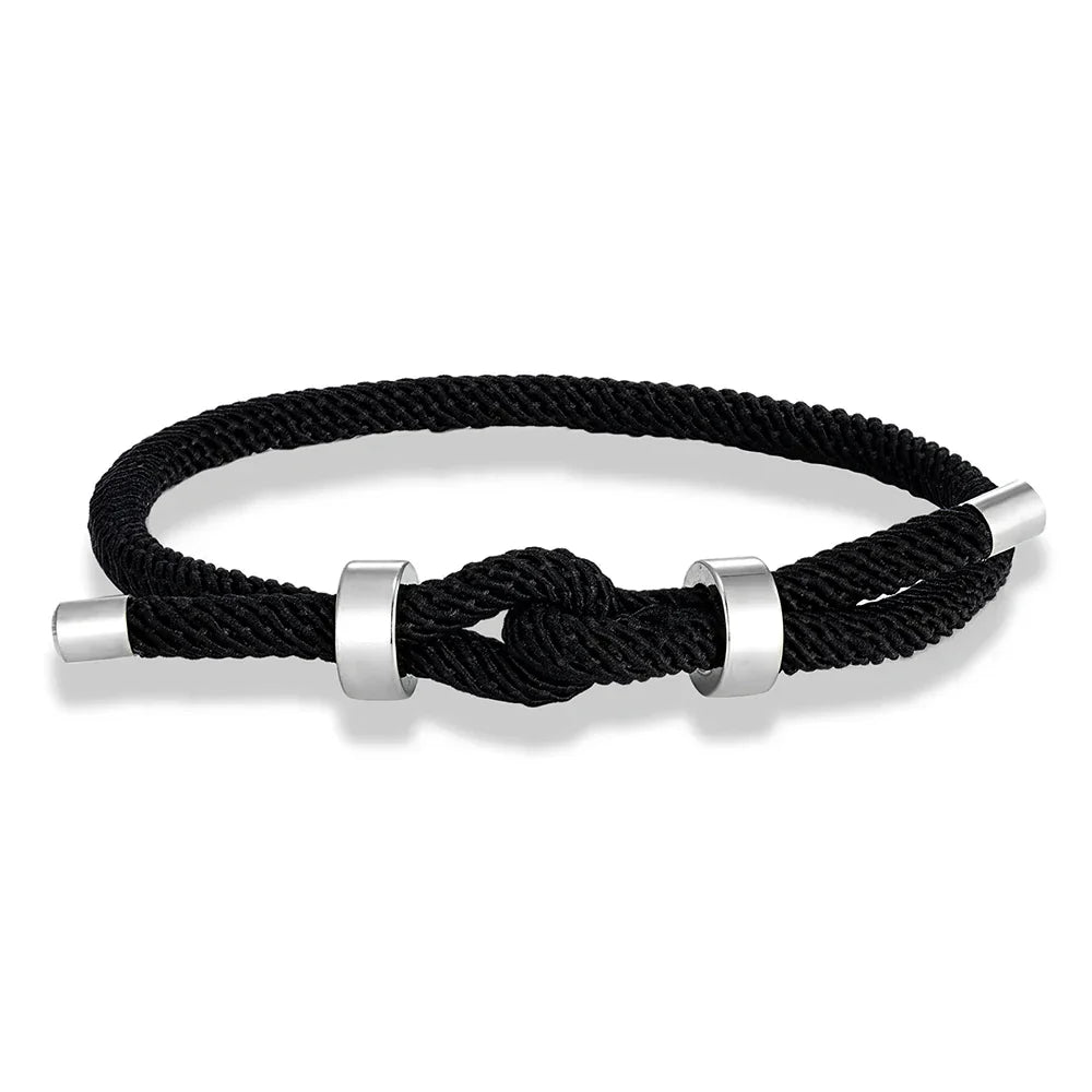Bracelet moderne en corde tressée avec nœud noir