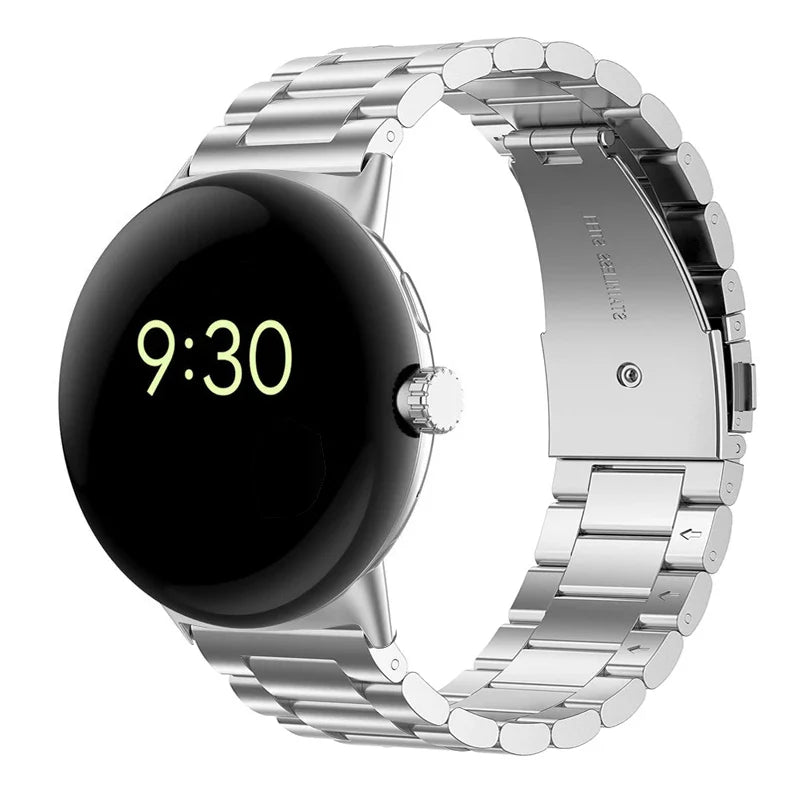 焼入れスチール製スマートウォッチ用ウォッチバンド Google Pixel Watch 1 & 2 シルバー