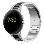 焼入れスチール製スマートウォッチ用ウォッチバンド Google Pixel Watch 1 & 2 シルバー ブラック