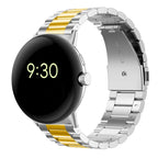 焼入れスチール製スマートウォッチ用ウォッチバンド Google Pixel Watch 1 & 2 シルバーゴールド