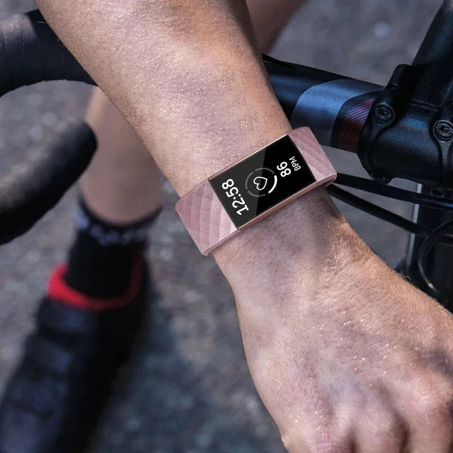 Fitbit Charge 3 & Charge 4 用ウォッチバンド ローズゴールドラメ