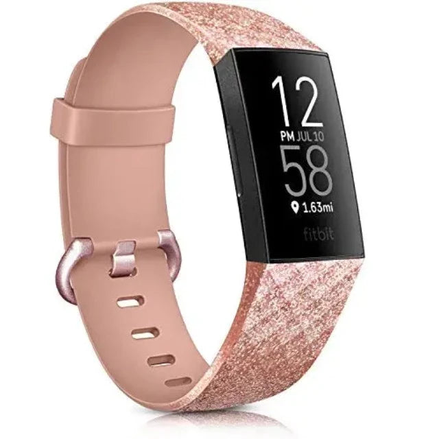 Fitbit Charge 3 & Charge 4 用ウォッチバンド ローズゴールドラメ